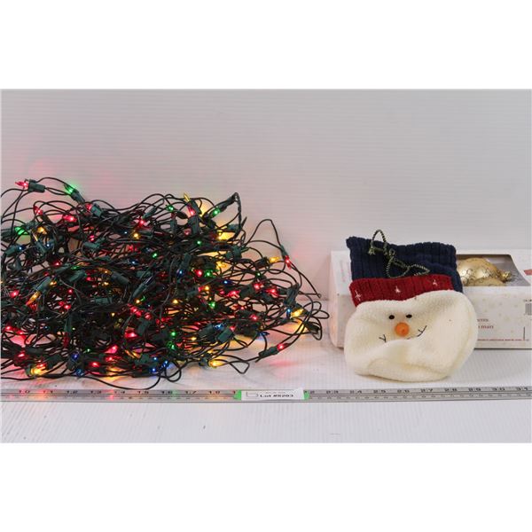 Christmas Tree Lights - Works & Snowman Bag, Christmas Ornaments - Assorted