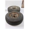Image 3 : (4) Hard Plastic Lawn Mower Wheels, (2) Rubber Tires: 4.10/3.50 - 4", (2) Metal Lawn Mower Tires, Ca