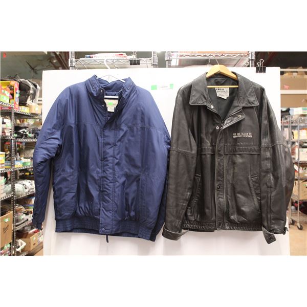 (2) Men's Jackets - Size Large - Leather & Cloth