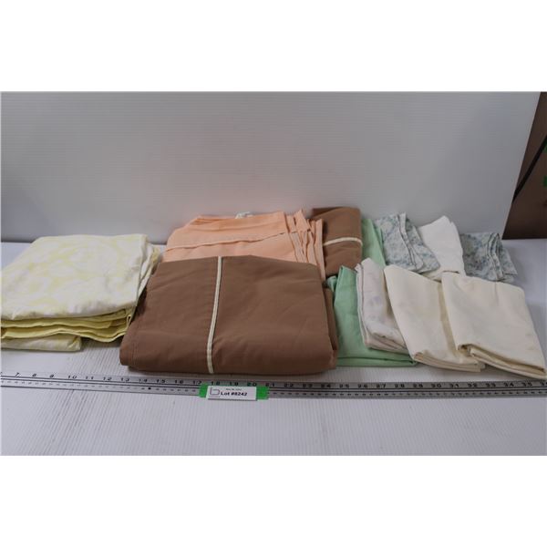 (9) Pillow Cases - Assorted & (3) Flat Sheets - Full Size