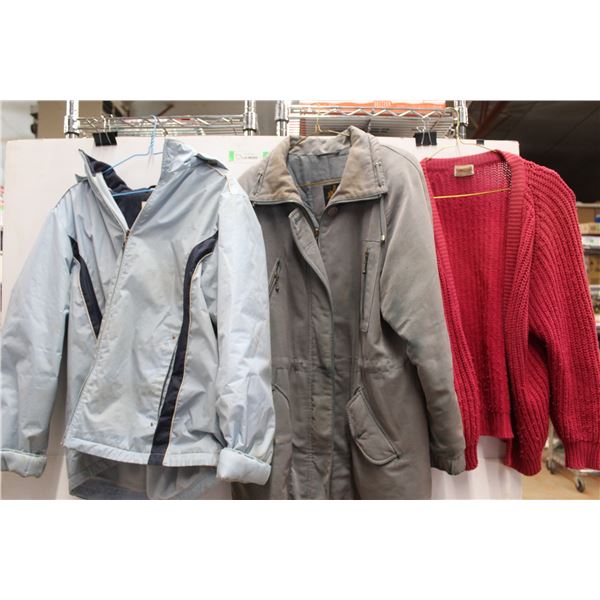 (2) Women's Jackets - Size L & Red Sweater Vest - Size Small