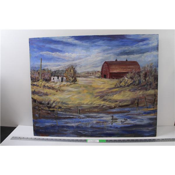 * Farmyard Scene Painting by Roma Nowakowski - 30" x 24"