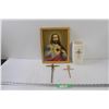 Image 1 : Jesus Picture - 13" x 10" & Crucifix & Cross & Cross Style Vase