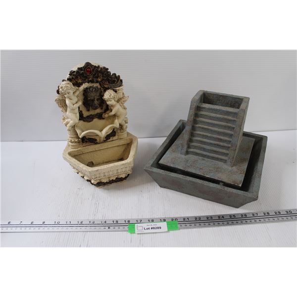 (2) Table Top Outdoor Water Fountains - No Pumps - As is