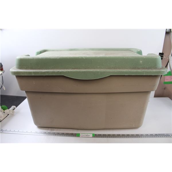 * Storage Tote w/ Attached Lid - Some Wear - 32" x 17" x 24"