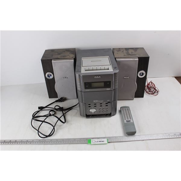 RCA 3CD Changer w/ Full Function Cassette Player, (2) Matching Speakers And Remote - As Is