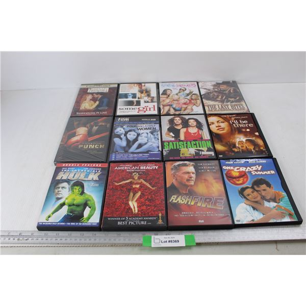 (12) Various DVDs, One Crazy Summer, The Incredible Hulk, Misc.