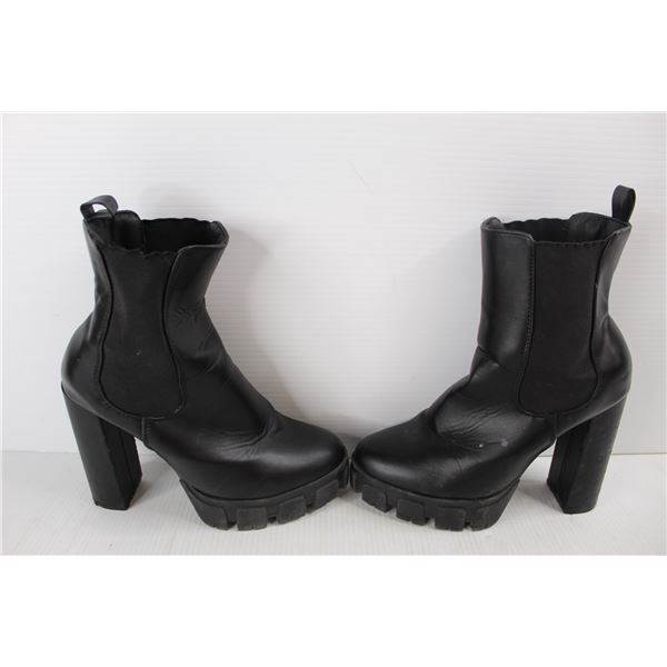 Streetwear Society Leather High Heel Boots-  Size 8