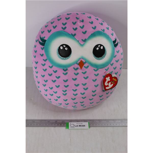 TY Squish Owl Plushie, 12'' x 14''