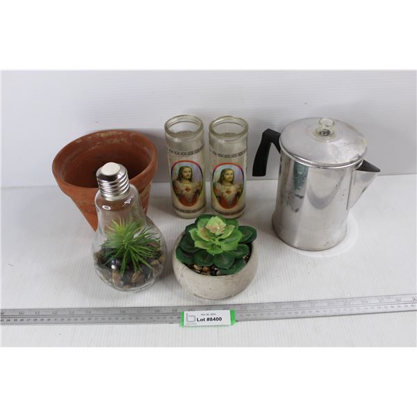 Lot Of Various Home Items, Flower Pots, Candles, Misc.