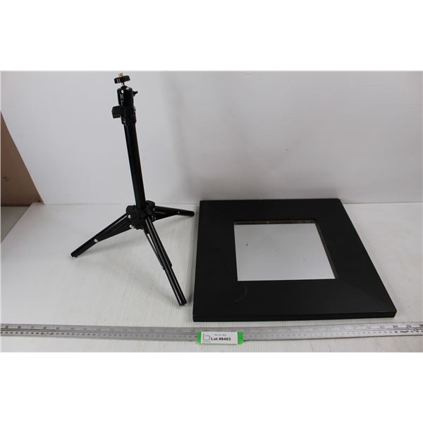 Small Adjustable Tri Pod, 17'' Tall, Home Decor Mirror, 15.5'' x 15.5''