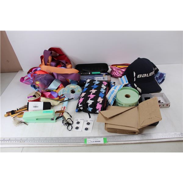 Lot Of Various Items, School supplies, Pencil Cases, Ribbons, Misc.