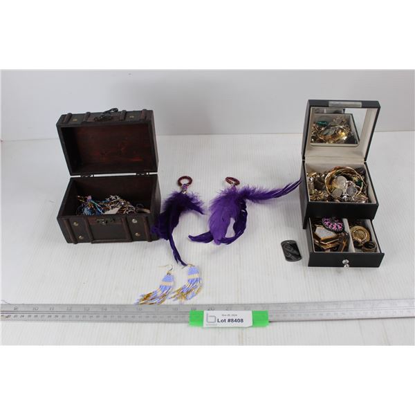 (2) Small jewellery Boxes Full Of Various Jewellery, Misc.