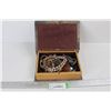 Image 1 : Book Like Jewellery Box, 8'' x 5.5'' x 2'' w/ Various Pieces Of Costume Jewellery