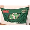 Image 5 : (2) Pilsner Saskatchewan Rough Rider Beer Flags- Both 59.5'' x 35''