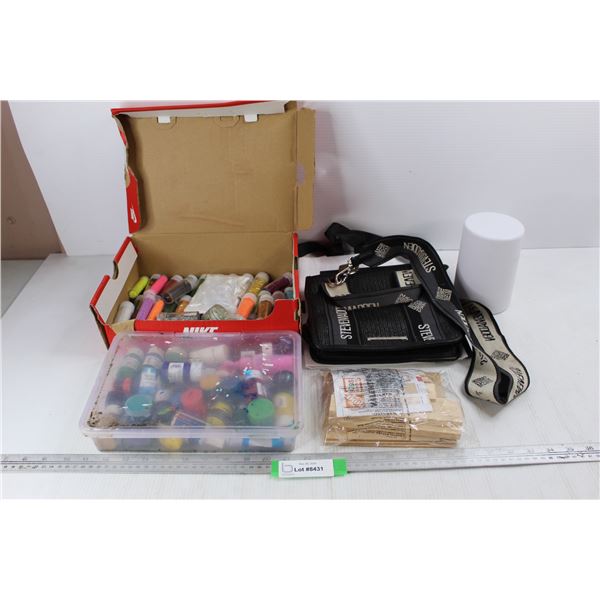 Battery Operated Color Changing Light, 6'' x 4'' , Various Containers Of Glitter, Misc.