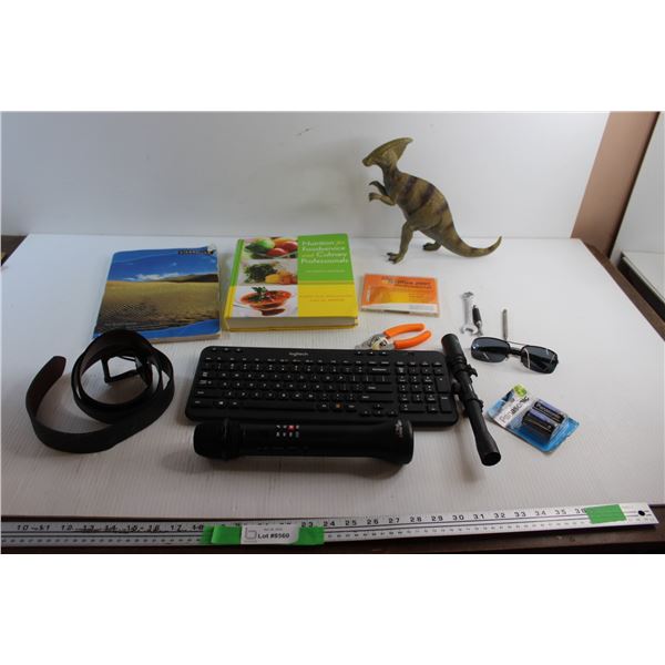 Logitech Wireless Keyboard, Wireless Microphone - Tested, Dinosaur Statue, Pet Nail Clipper, Scope, 