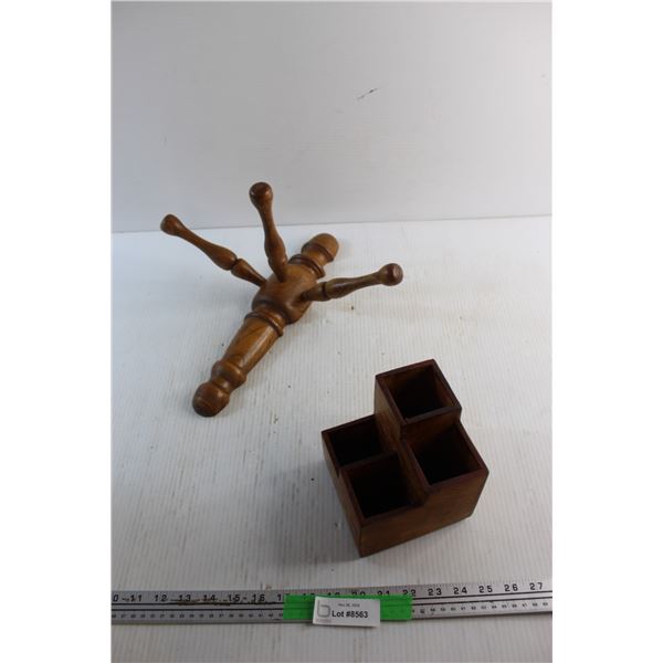 Wooden Pencil Holder and Wall Hat Rack