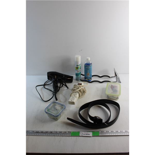 Hair Dryer, Outlet Cord Extension, Beads, Belt, Dry Shampoo and Multi Surface Cleaner