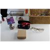 Image 6 : Woven Basket, Jewelry Display Rack, Glitter, Sunglasses, Hand Sanitizer, Nail Polish and Misc.