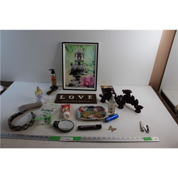 Framed 3D Art, Lighter Torch, Chinese Dragon Decor, Rolling Tray, Suede Cleaner Kit. Nail Clippers a