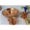 Image 2 : Copper Bowl, (2) Copper Candle Holders, Pitcher, Mirror, Miniature Drawer, Tobacco Silk
