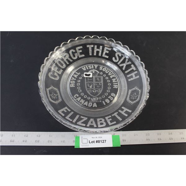 George The Sixth Elizabeth Glass Plate -  Royal Visit Souvenir Canada 1939