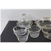 Image 2 : (7) Glass Dishes, Black Cup and Saucer, Salt and Pepper Shakers