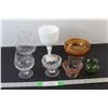 Image 1 : (6) Pieces of Glass Ware - Pink Depression Glass, Green Glass, Art Glass, Etc.