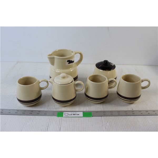 McCoy Tea Set - Milk Pitcher , Cream and sugar, (3) Cups - No Tea Pot