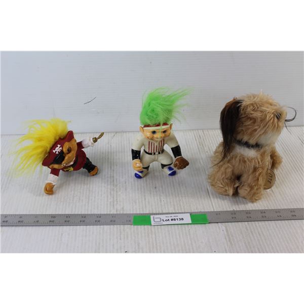 Dog Stuffy, (2) Baseball Mascot Trolls
