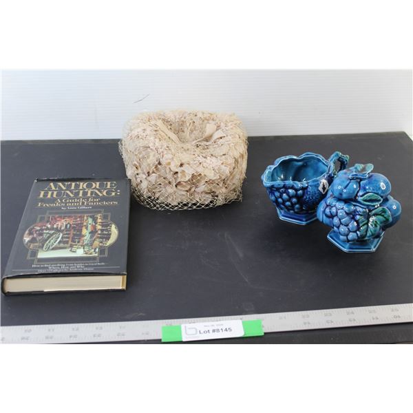 Antique Hunting Book, Cream and Sugar, Hat