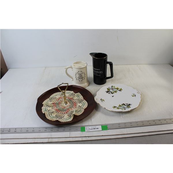 Plate, Dish With Handle, (2) Pitchers