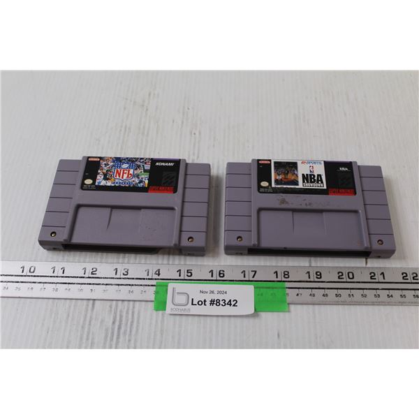 (2) Super Nintendo Video Games: NFL Football & NBA Showdown