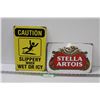 Image 1 : (2) Metal Signs: Caution Wet & Stella Artois