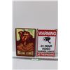 Image 1 : (2) Metal Signs: Rolling Stones & Warning Surveillance