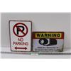 Image 1 : (2) Metal Signs: No Parking & Warning Surveillance