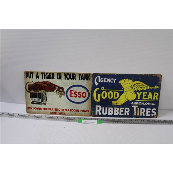 (2) Metal Signs: Esso & Good Year Tires