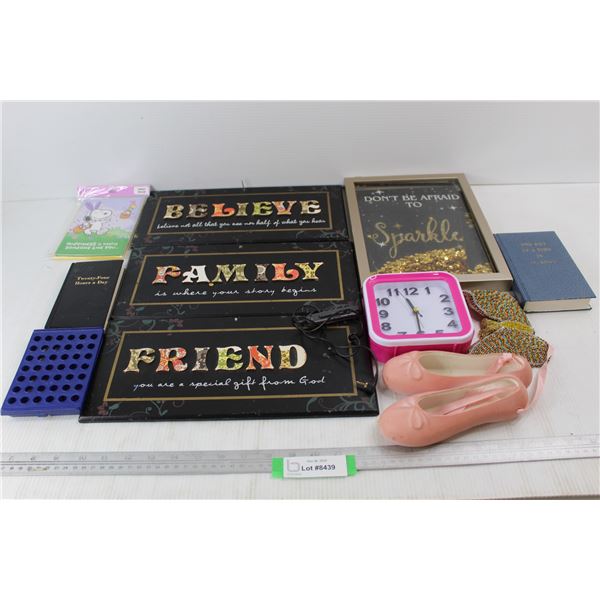 Lot Of Various Home Decor Pieces, (6) Snoopy Easter Cards, Misc.