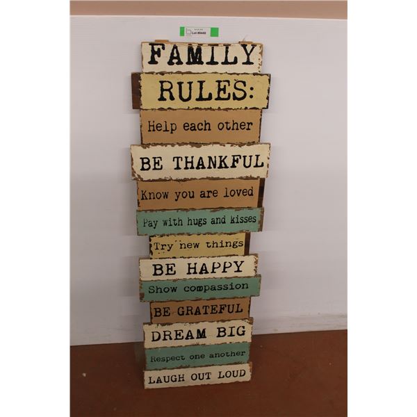*Family Rules Home Decor Sign, 47'' x 15''