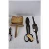 Image 3 : Vintage Wooden Butter Press, Pair Of Vintage Tin Snips, Misc.