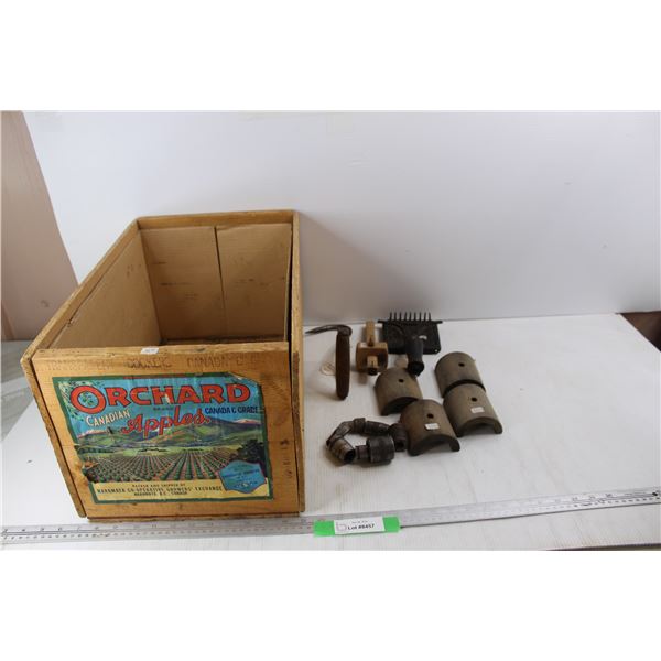 Vintage Orchard Brand Canadian Apples Crate, 12.5'' x 19.5'' x 11'' , Vintage Hay Bale Hook, Misc.