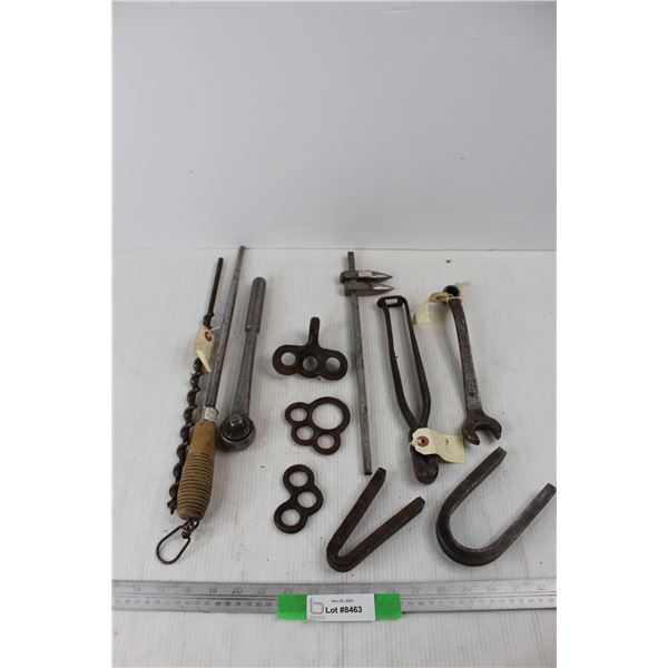 Lot Of Various Vintage Tools, Linesman Crimpers, Drill Bit, Misc.