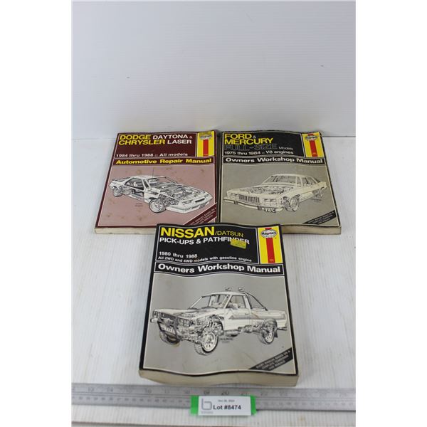 (3) Automotive Haynes Repair Manuals, Chrysler, Ford, Nissan