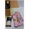 Image 2 : Box Of Various Kitchen Items, Oven Mitts, Measuring Cups, Misc.