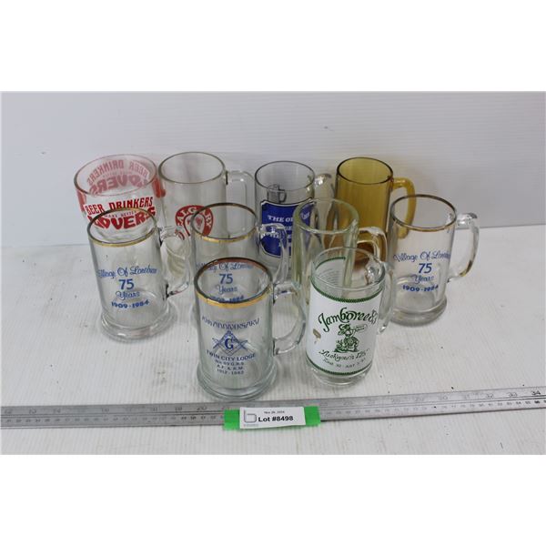 (10) Various Beer Glasses - Calgary, Village Of Loreburn 75 Years, Misc.