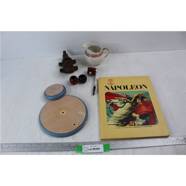 Vintage Tabacco Pipe w/ (2) Extra Ends, The Life & Times Of Napoleon Book, Misc.
