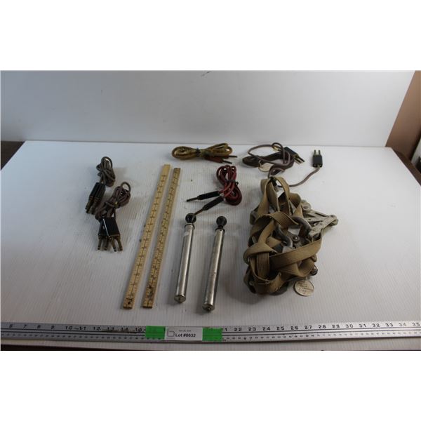 Gas Lamp Pumps, Rulers, Vintage Power Cords and Telephone Wire Stretchers
