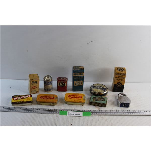 Vintage Tins, Lock and Misc.