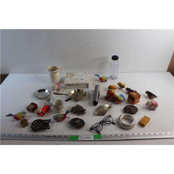 Creamer, Kids Toys, Tea Cup, Belt Buckles, Bottle Openers and Misc.